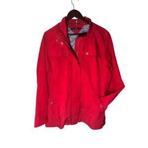 Tommy Hilfiger Women’s Red Utility Jacket XXL Lightweight Zip Snap Coat
